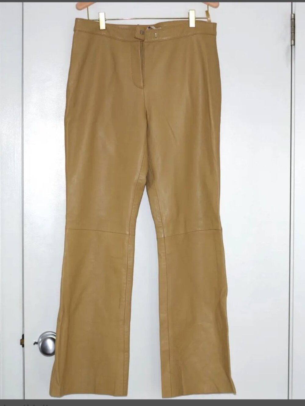 Tommy Hilfiger Tan Leather Women's Straight Leg Pants Size:12